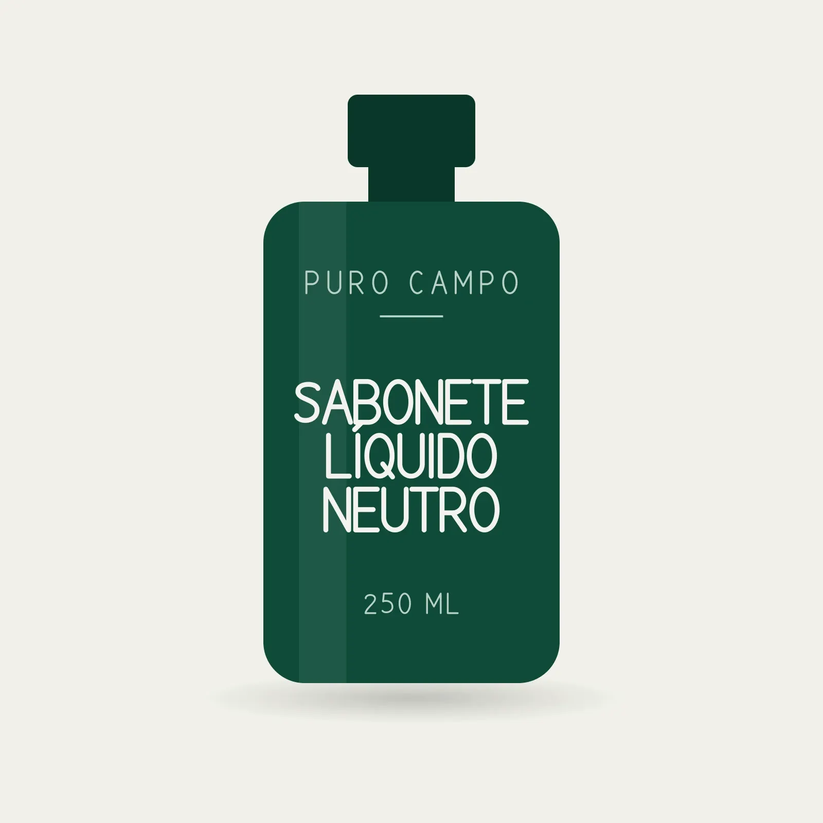 Frasco de sabonete líquido neutro Puro Campo, 250 ml.