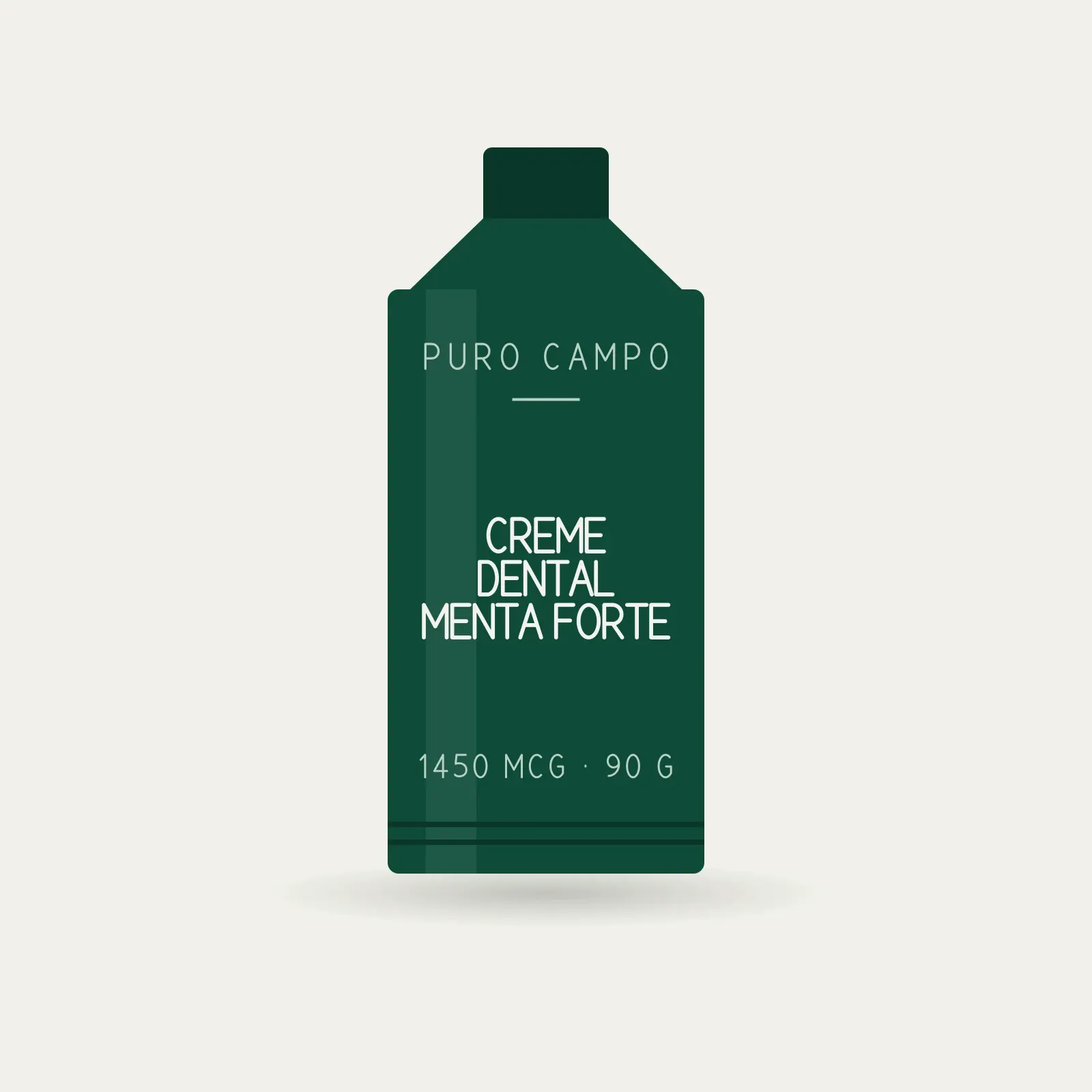 Bisnaga de creme dental menta forte Puro Campo, 90 gramas.
