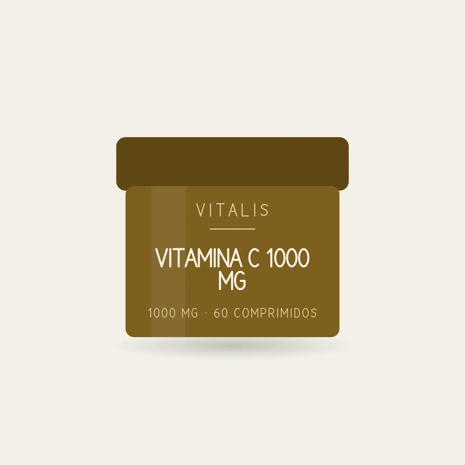 Pote de vitamina C 1000 mg com 60 comprimidos, marca Vitalis.
